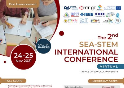 ขอเชิญส่งผลงานวิจัยและเข้าร่วมประชุมวิชาการนานาชาติ The 2nd SEA-STEM 2021 International Conference