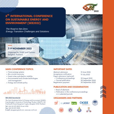 8TH INTERNATIONAL CONFERENCE ON SUSTAINABLE ENERGY AND ENVIRONMENT or SEE 2022
