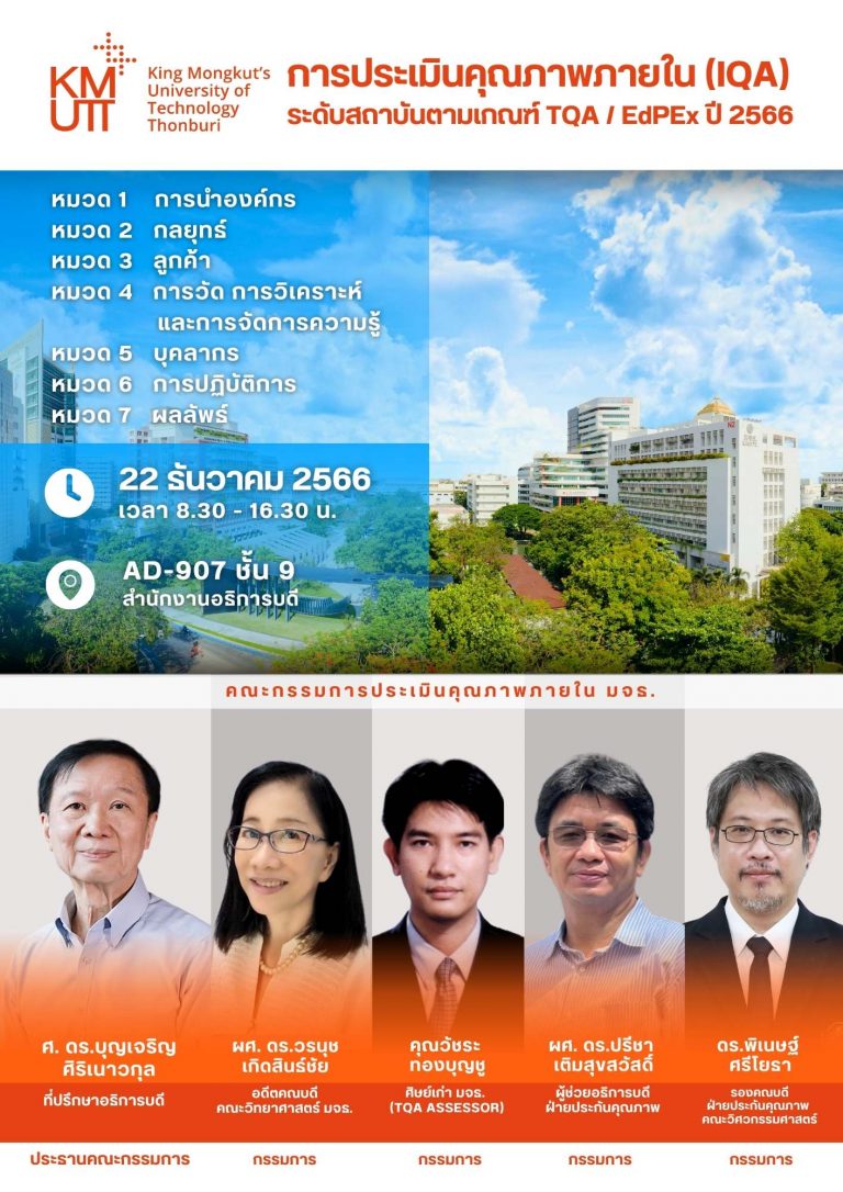 การประเมินคุณภาพภายใน (IQA) ระดับสถาบันตามเกณฑ์ TQA / EdPEx ปี 2566