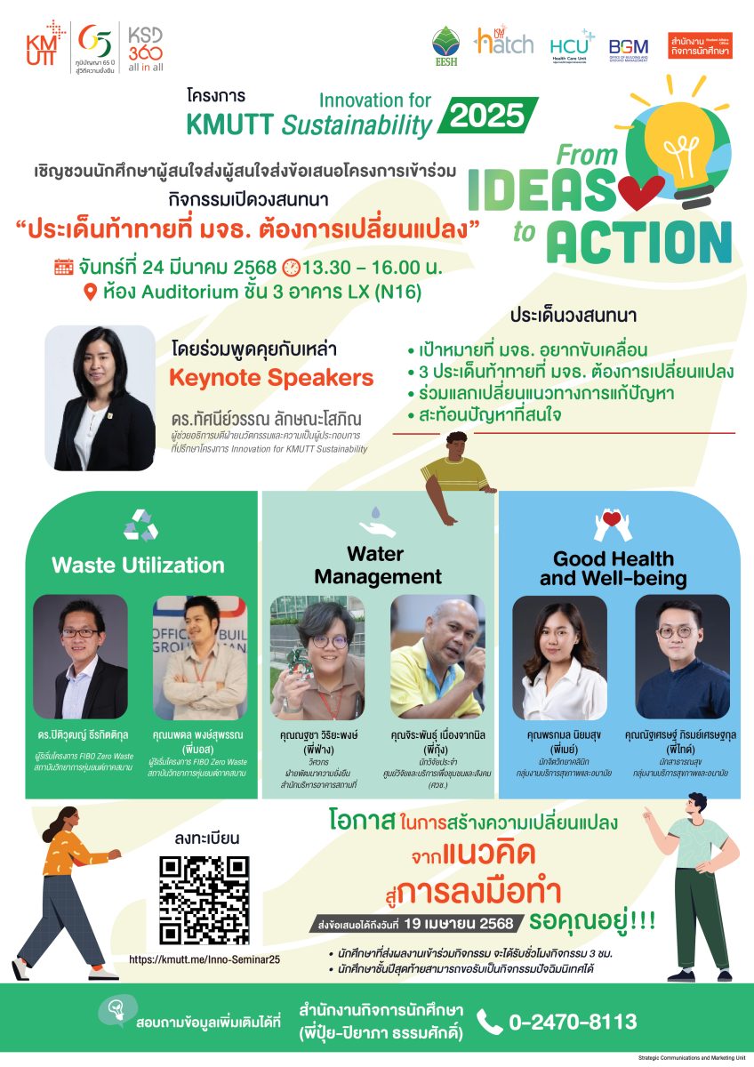 โครงการ Innovation for KMUTT Sustainability 2025 : From Ideas to Action “เชิญชวนร่วมรับฟังประเด็นท้าทายที่ มจธ. ต้องการเปลี่ยนแปลง”