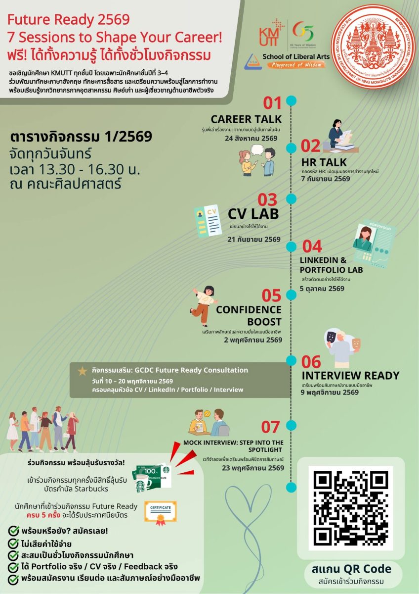 คณะศิลปศาสตร์ ชวน นศ.เตรียมความพร้อมสู่โลกการทำงานกับกิจกรรม 7 Sessions to Shape Your Career