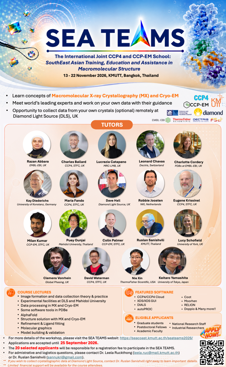 Applications Now Open | SEA TEAMS 2026: Hands-on MX & Cryo-EM Training at KMUTT
